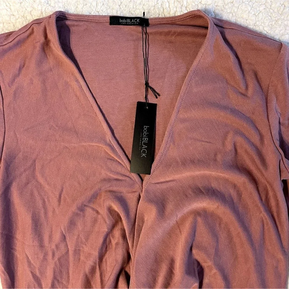 NWT Bobi Black Mauve Front Knot Dress - Picture 3 of 6